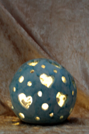 Windlicht Lichterkugel 15cm mit Herzen, Keramik – Bild 4